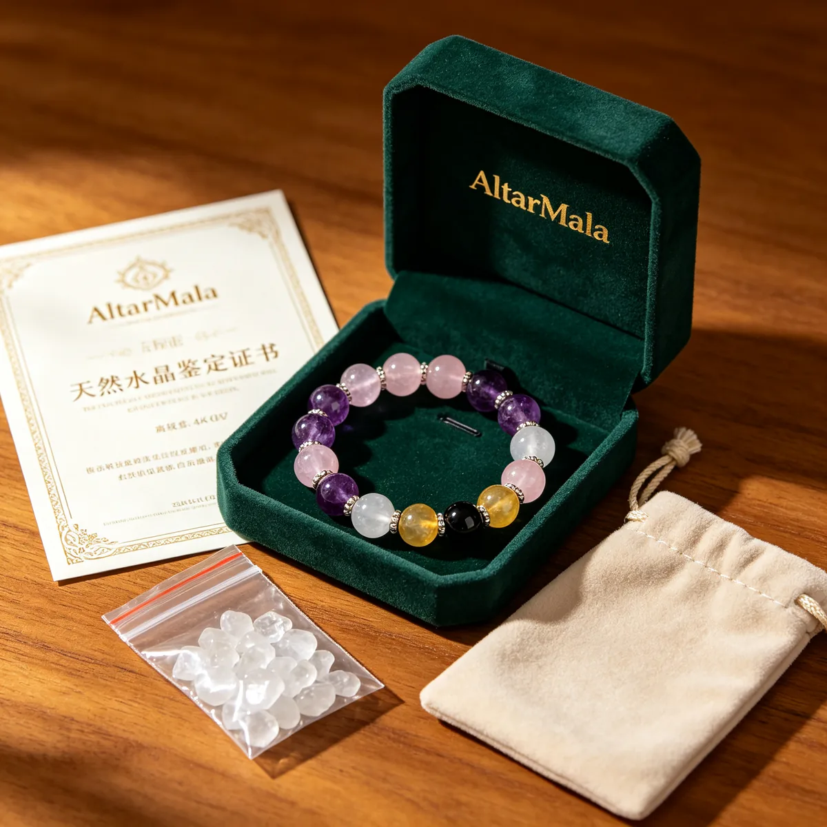 AltarMala 多宝水晶手串礼盒，附鉴定证书与消磁石